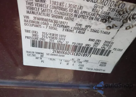 2012 Ford Flex Limited из США, поврежденный, VIN 2FMHK6DTXCBD18971